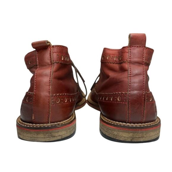 Fly London Original Classic Wingtip Leather Red Lace Up Boots Men’s Size 43 - Picture 7 of 11